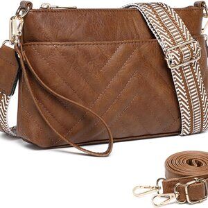 Elegant Leather Wristlet Clutch - Small Crossbody Purse with Adjustable Straps